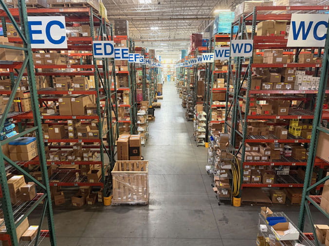 View of plumbing supplies in the Hughes Supply Phoenix warehouse